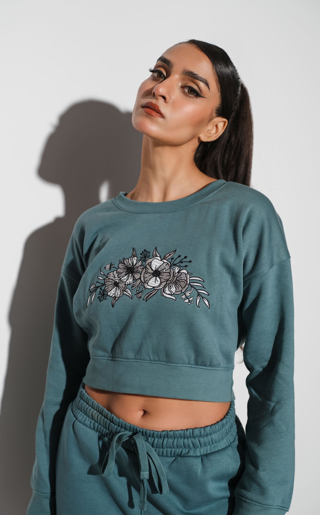 Croptop Sweatshirt Women Green - FW22014